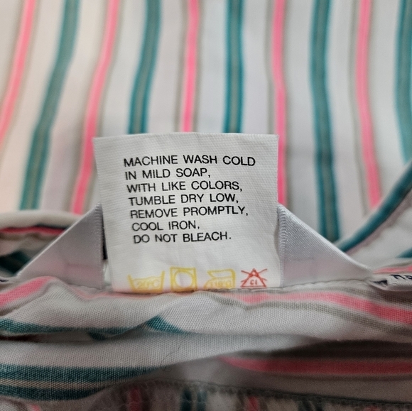 Vintage 80s Columbia Neon Striped Radical Sleeve Button Front Shirt Large J65 - Picture 7 of 13